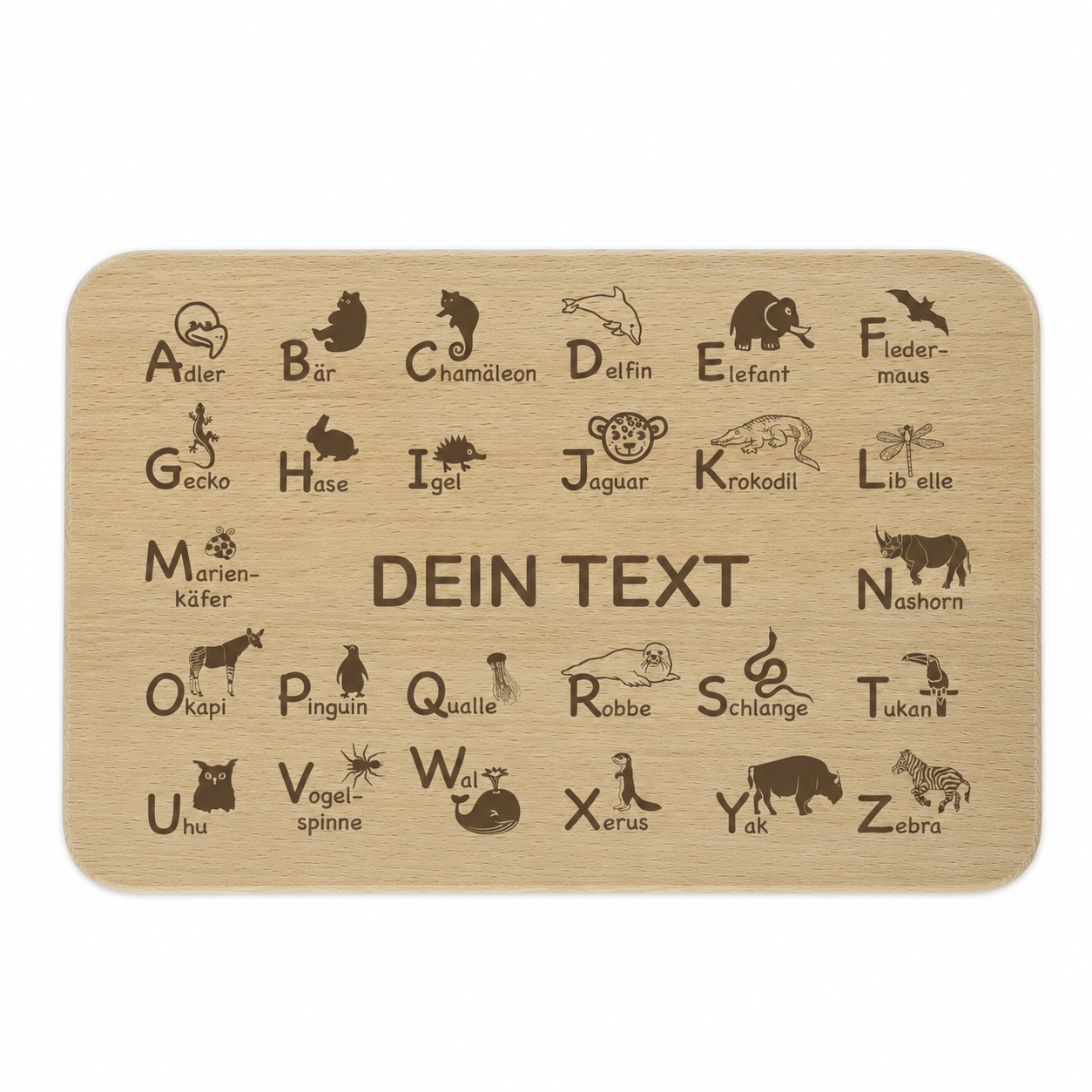 Frühstücksbrettchen ABC mit individueller Gravur zur Einschulung