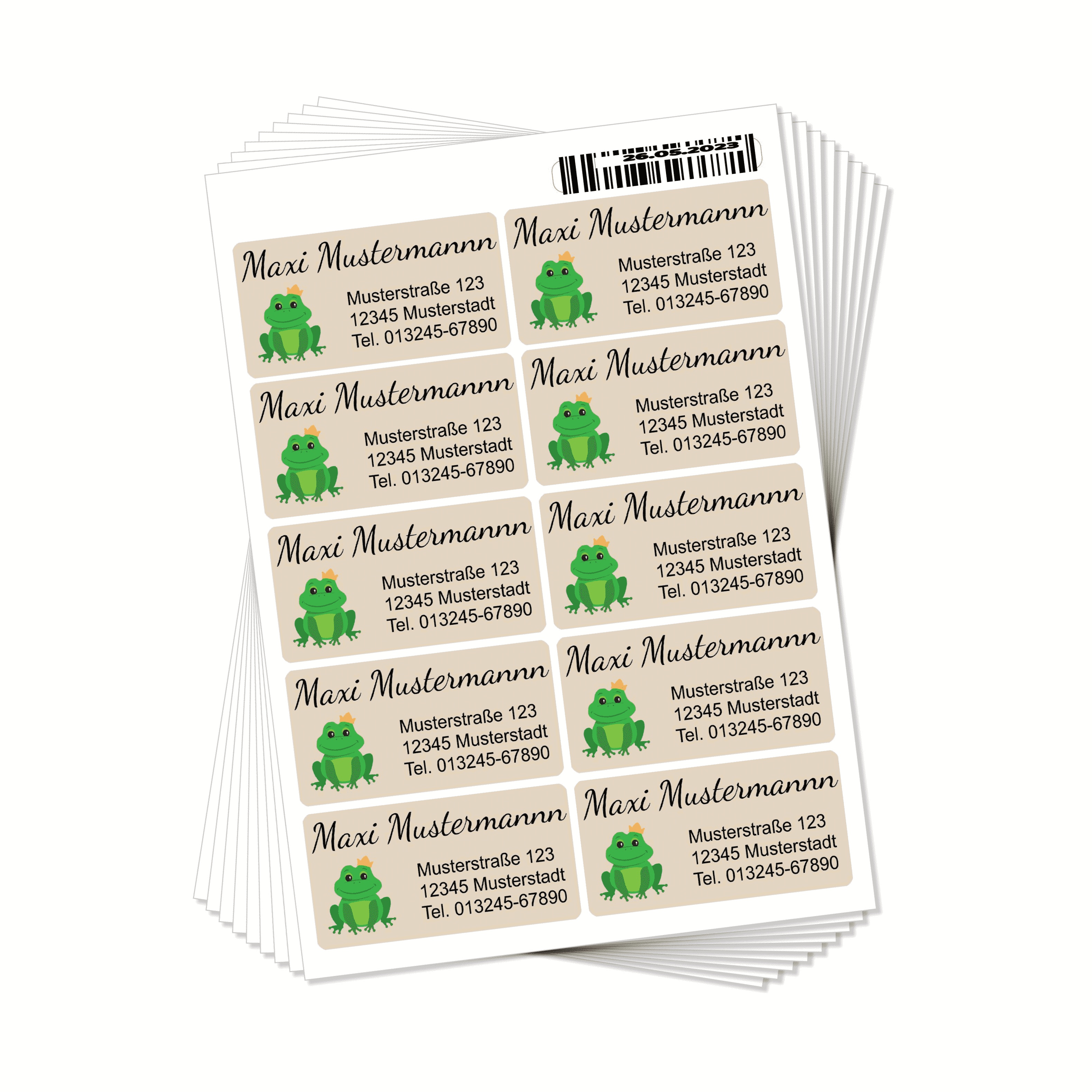 Adressaufkleber mit Frosch-Motiv