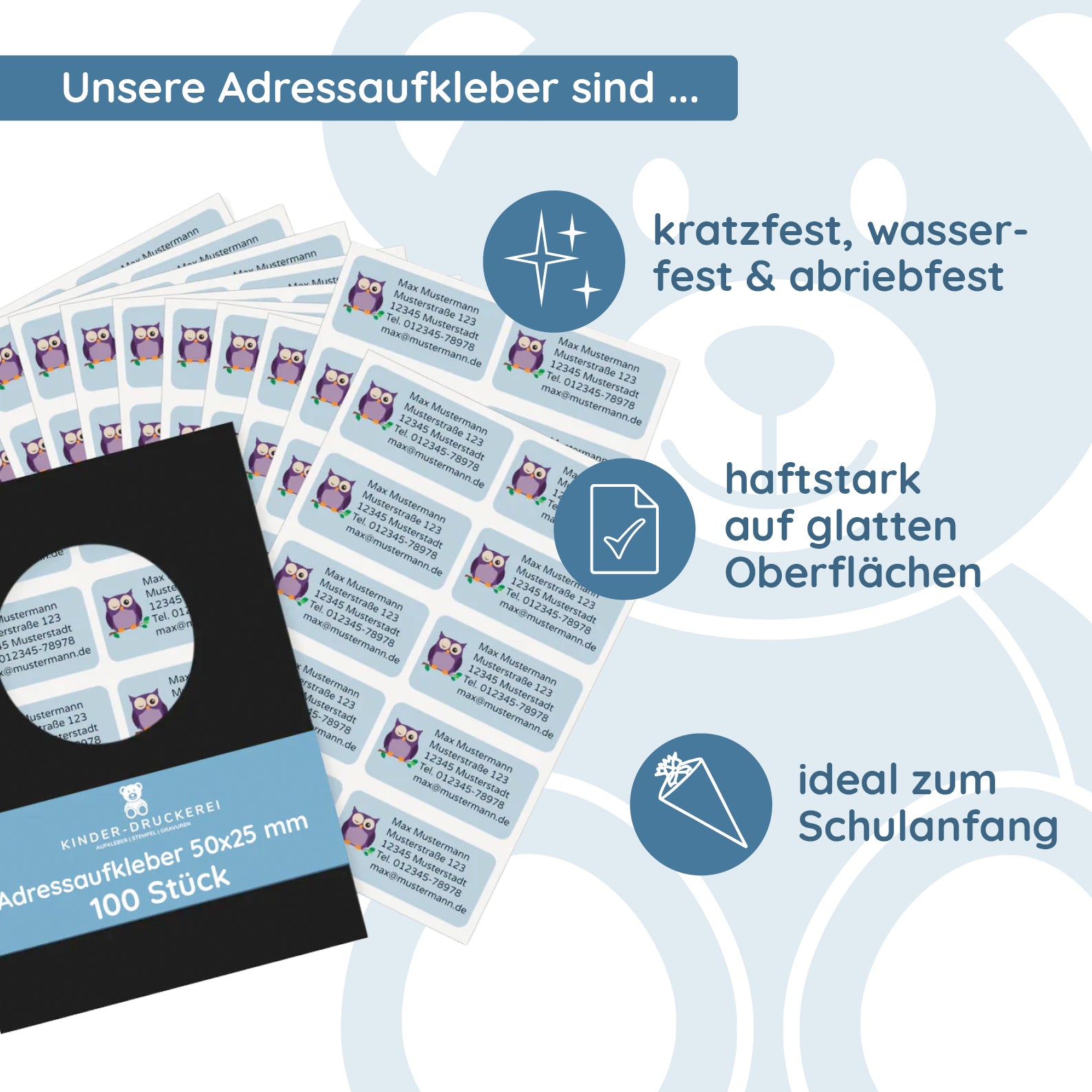 Adressaufkleber-Set 50 × 25 mm Ansicht