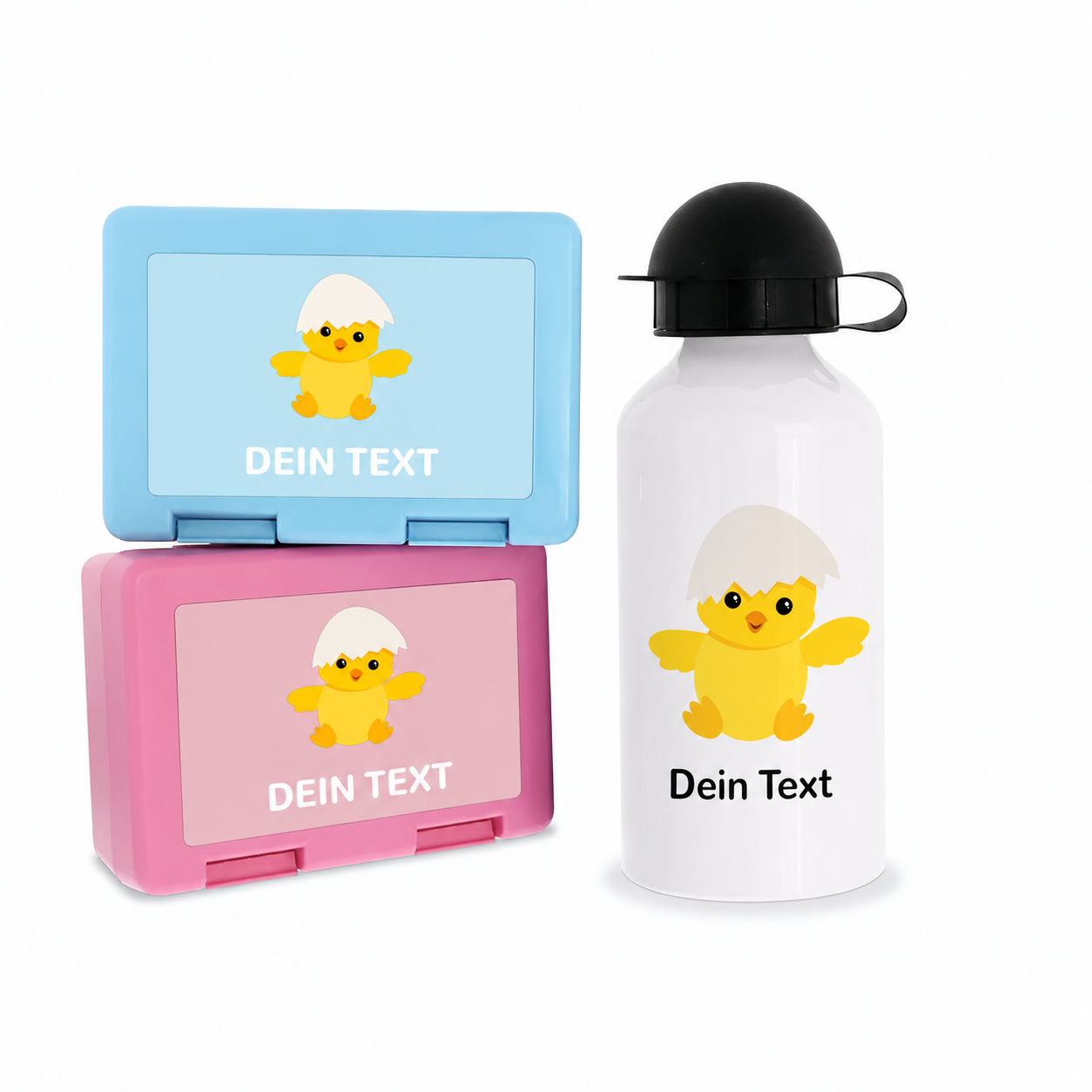 Brotdose & Aluminium Trinkflasche mit Kindermotiv und individuellem Druck