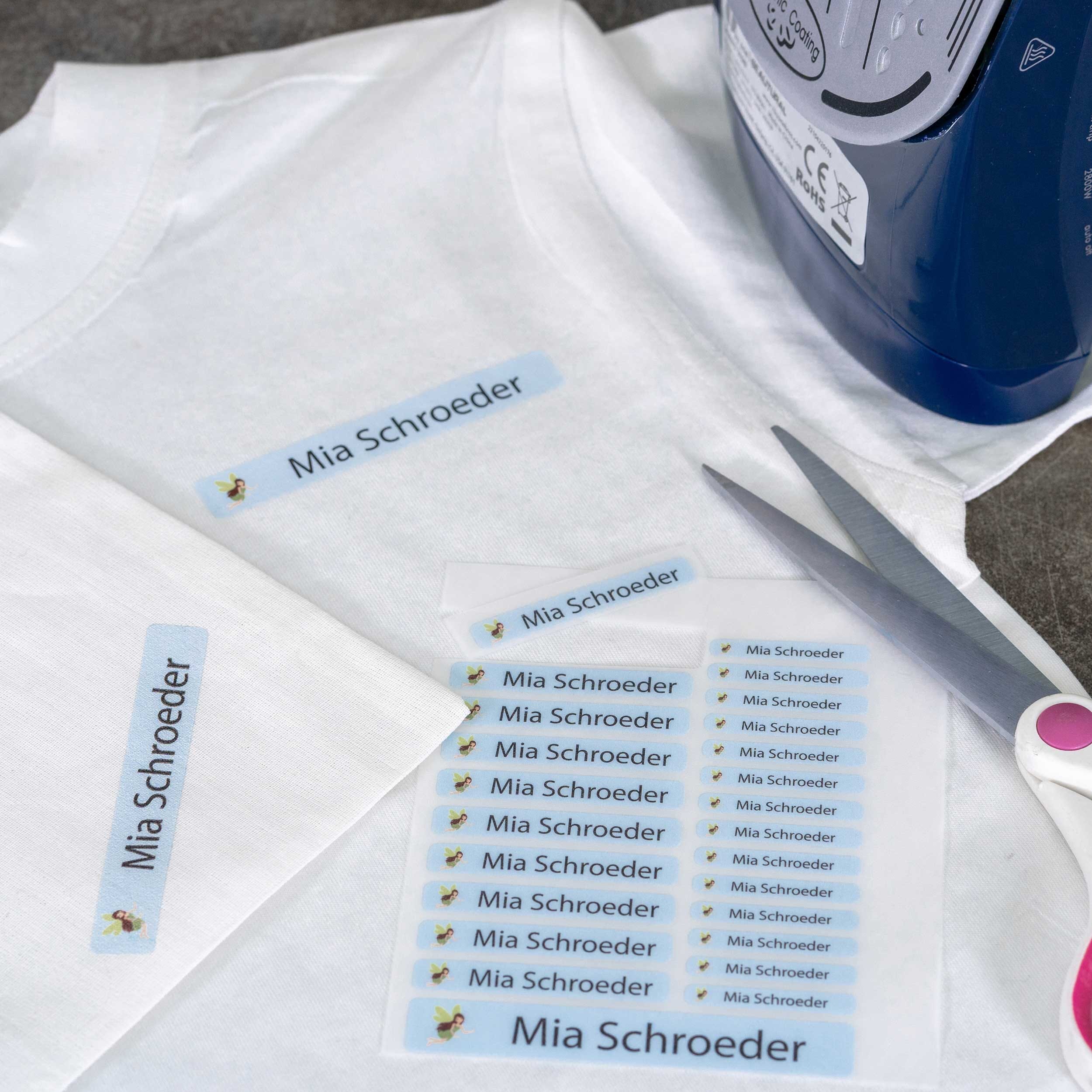 Bügeletiketten auf Kinderjacke