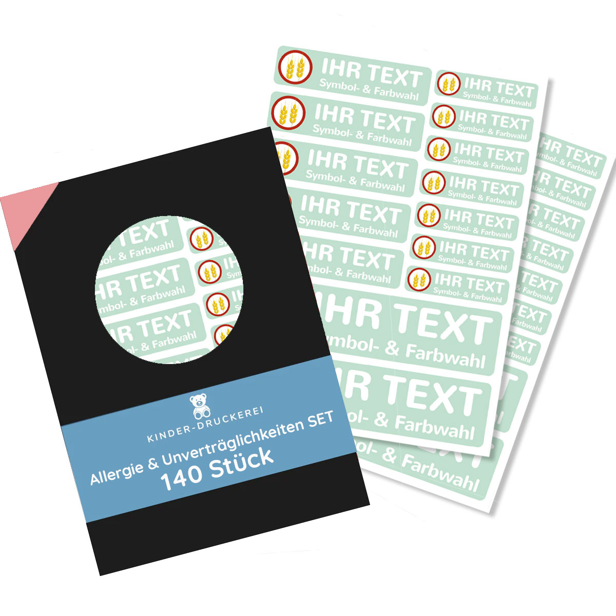 Namensaufkleber für Kinder "verschiedene Allergie & Unverträglichkeiten" (140 Aufkleber) - kinder-druckerei.de