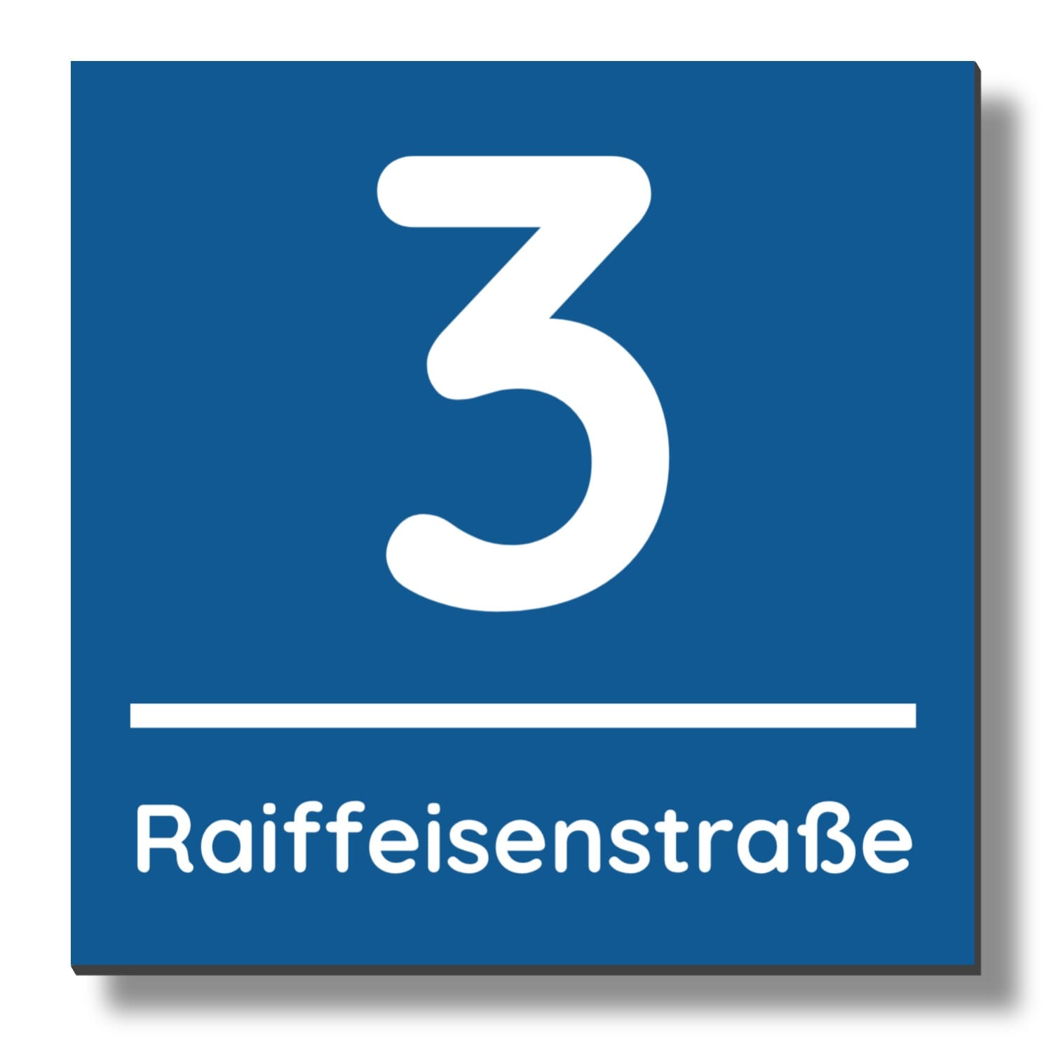 Personalisiertes Hausnummern-Schild 20 × 20 cm aus Aluverbund – kinder-druckerei.de