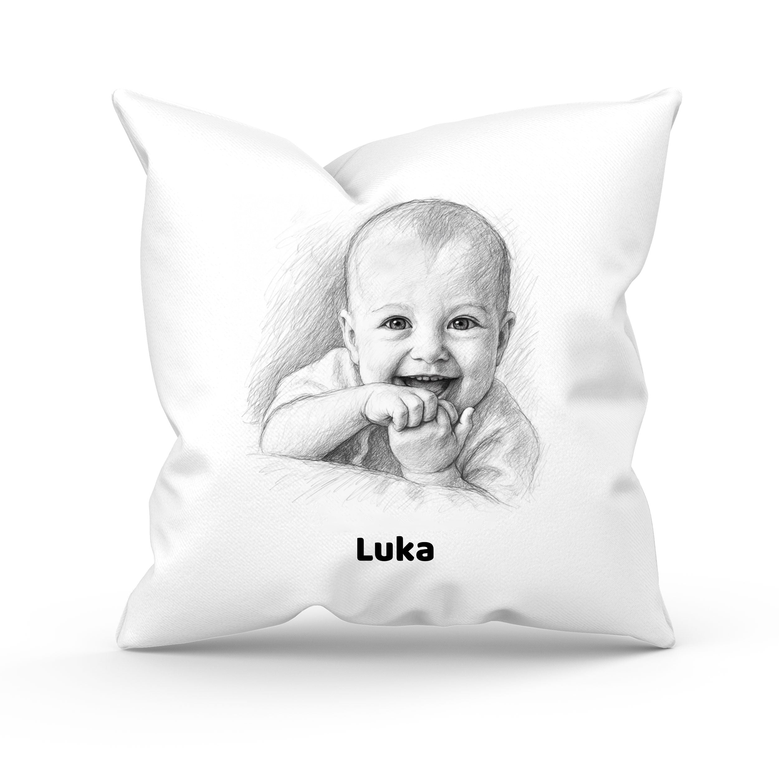 Kissenhülle mit Bleistiftzeichnung