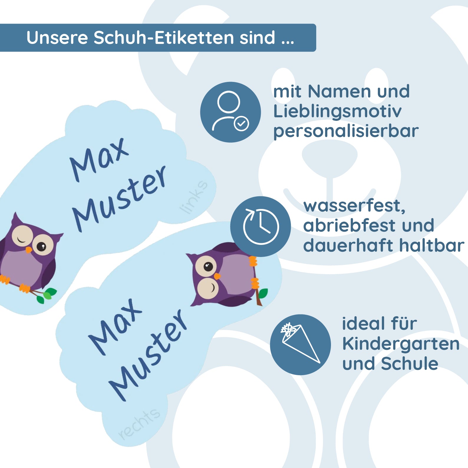 Schuh-Etikett auf der Innensohle eines Kinderschuhs