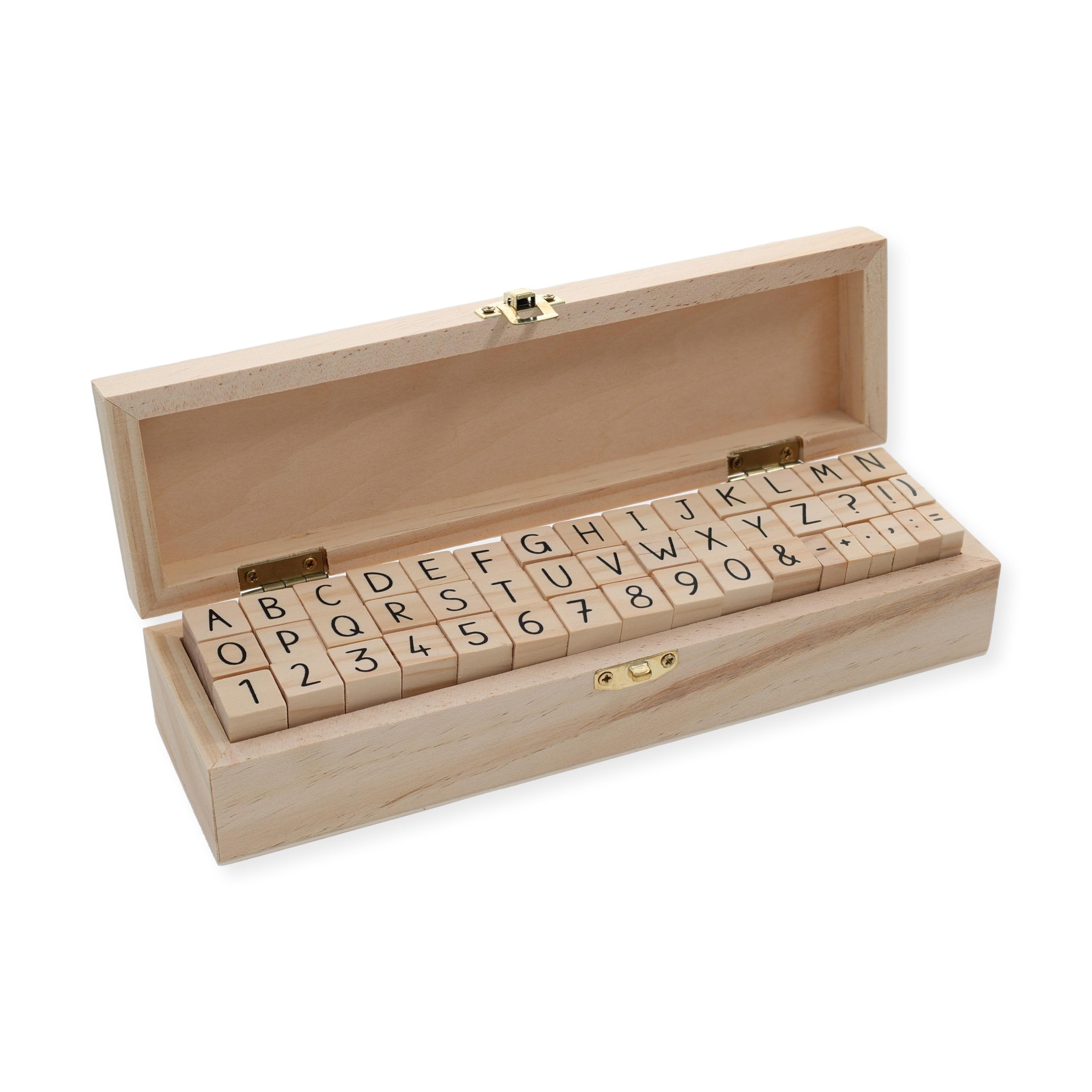 Alphabet Stempel-Set (46 Stempel in Holzbox) - kinder-druckerei.de