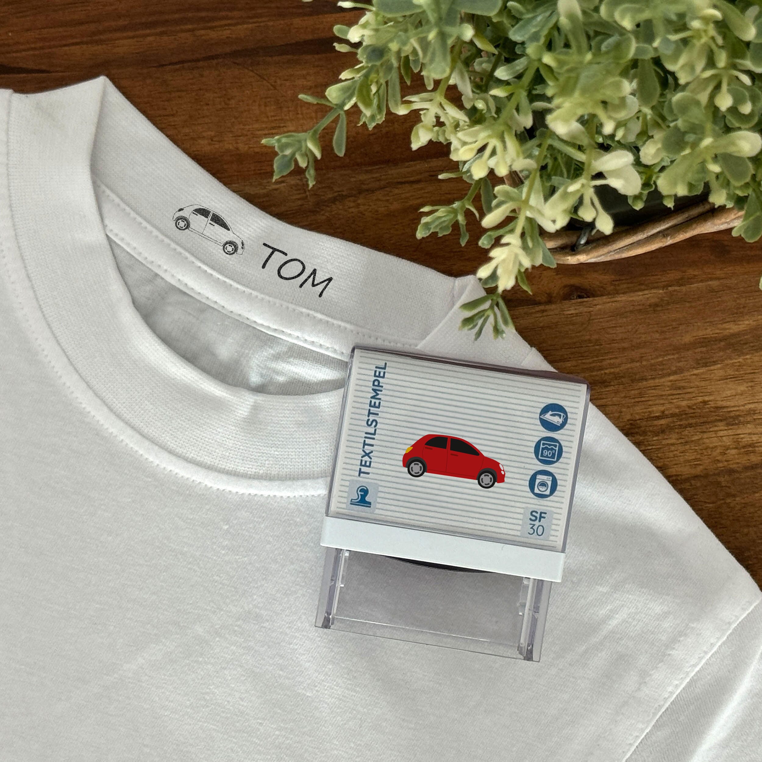 SF30 Textilstempel für Kinder mit Motiv und Personalisierung (47 x 18 mm) - kinder-druckerei.de