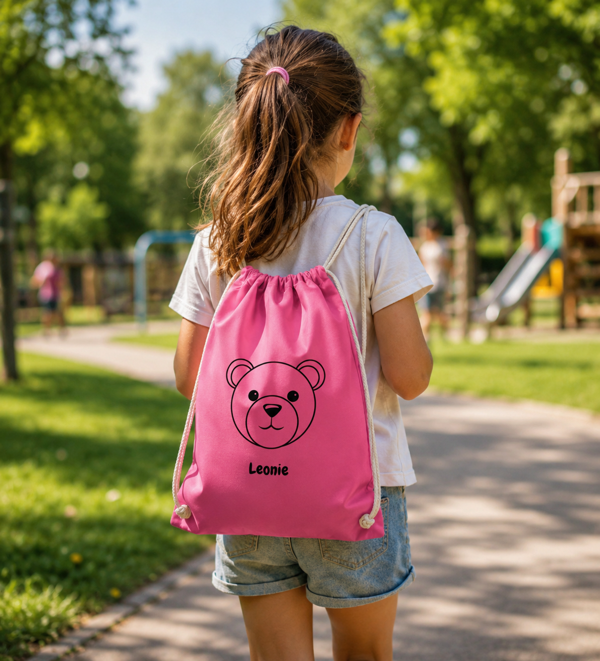 Turnbeutel-Rucksack bunt mit individuellem Schwarzdruck