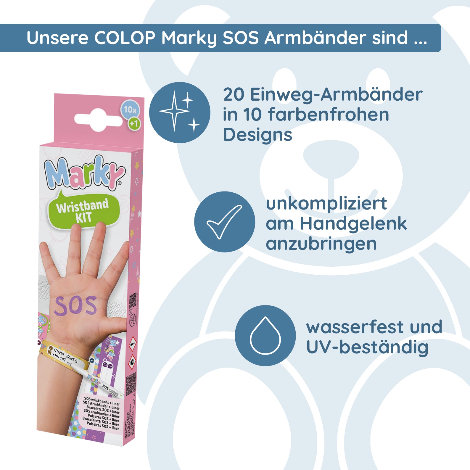 Colop Marky SOS Armbänder (20 Stück) - kinder-druckerei.de