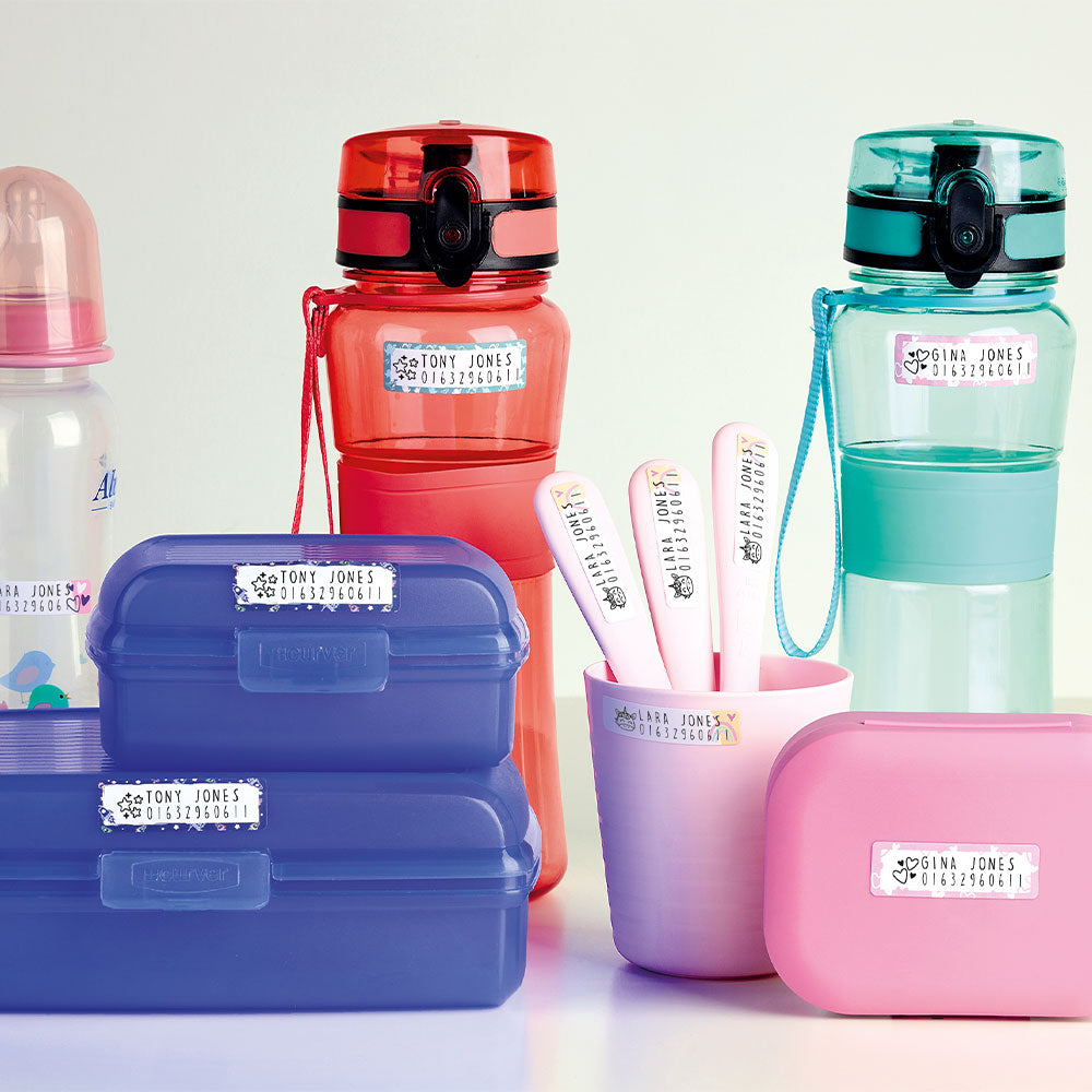 Marky Spülmaschinenfeste Etiketten für Kinder (60 Stück – verschiedene Designs) - kinder-druckerei.de