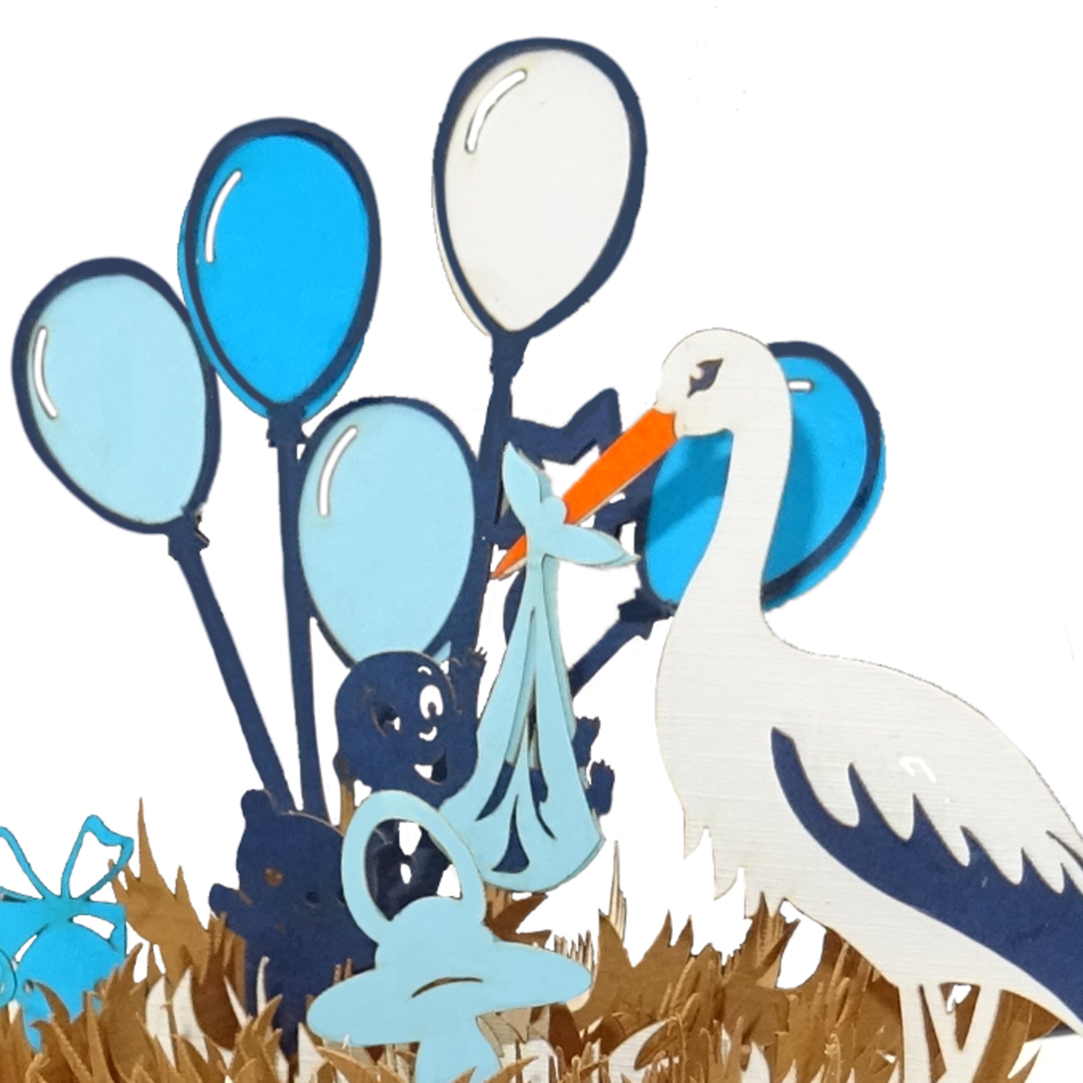 Colognecards Pop-Up Card Stork - Baby Boy Birth