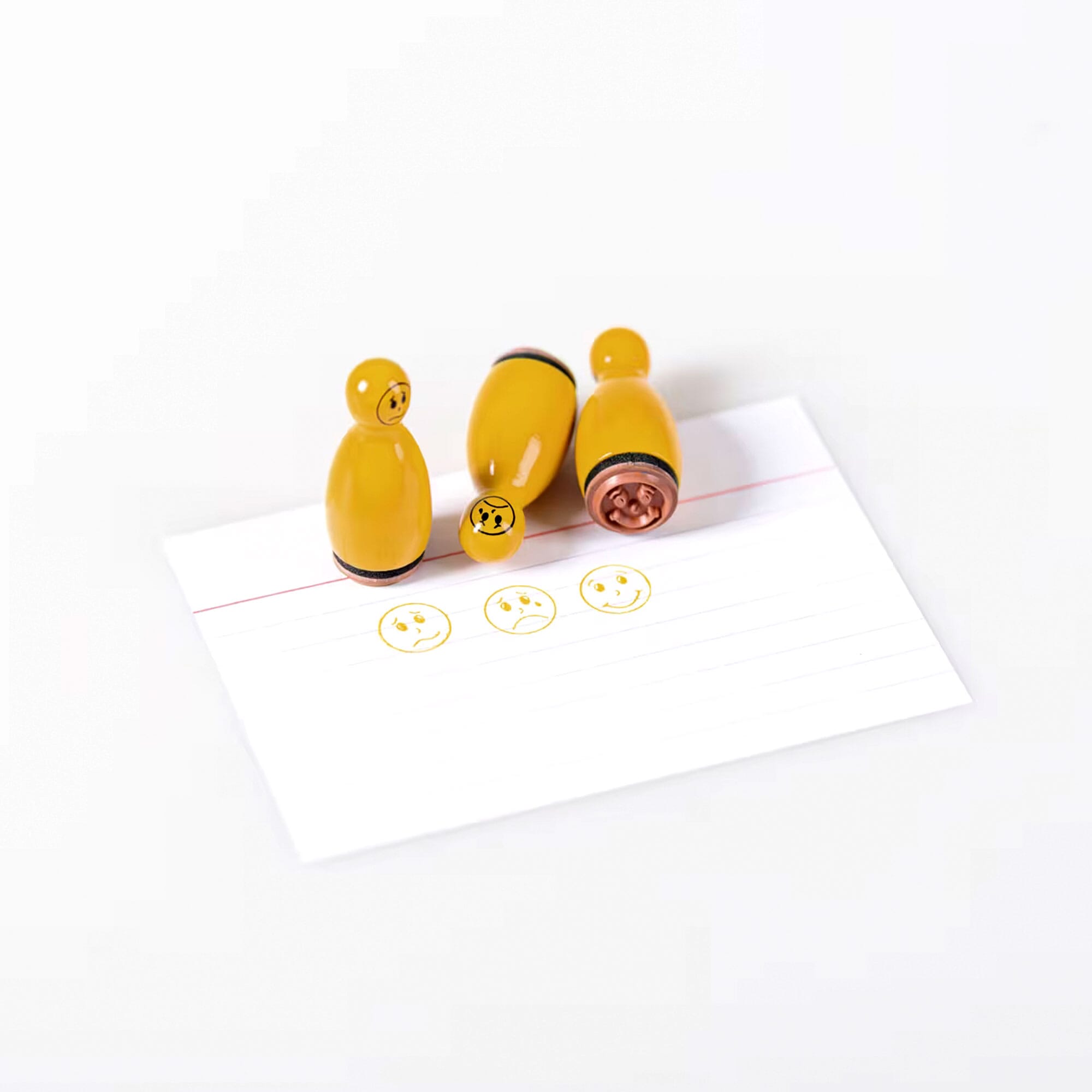 HEYDA Holzstempel Figuren-Set "Gesichter" – Orange (3 Stück - Ø 12 mm)