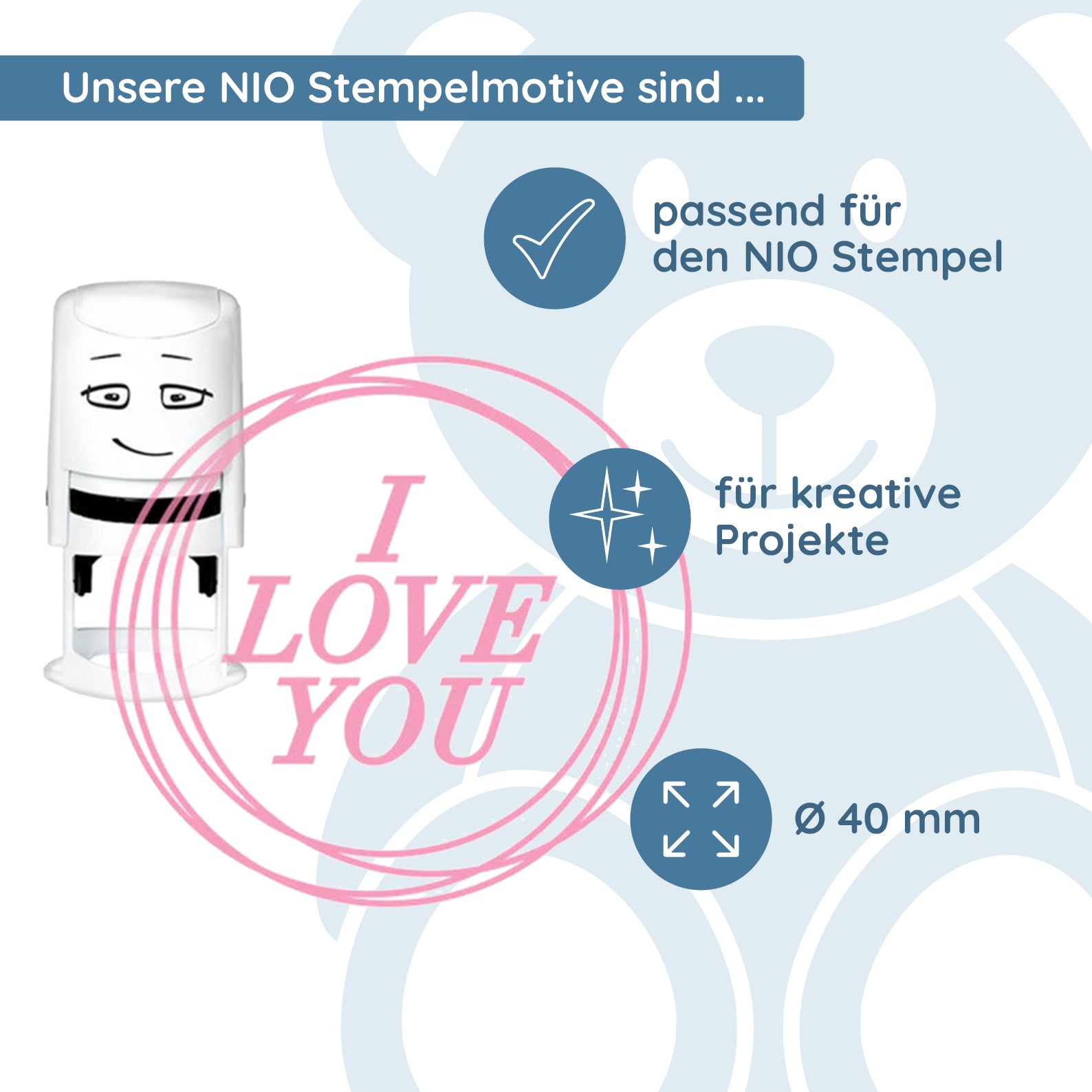 NIO Stempelmotiv - i love you-circles - kinder-druckerei.de