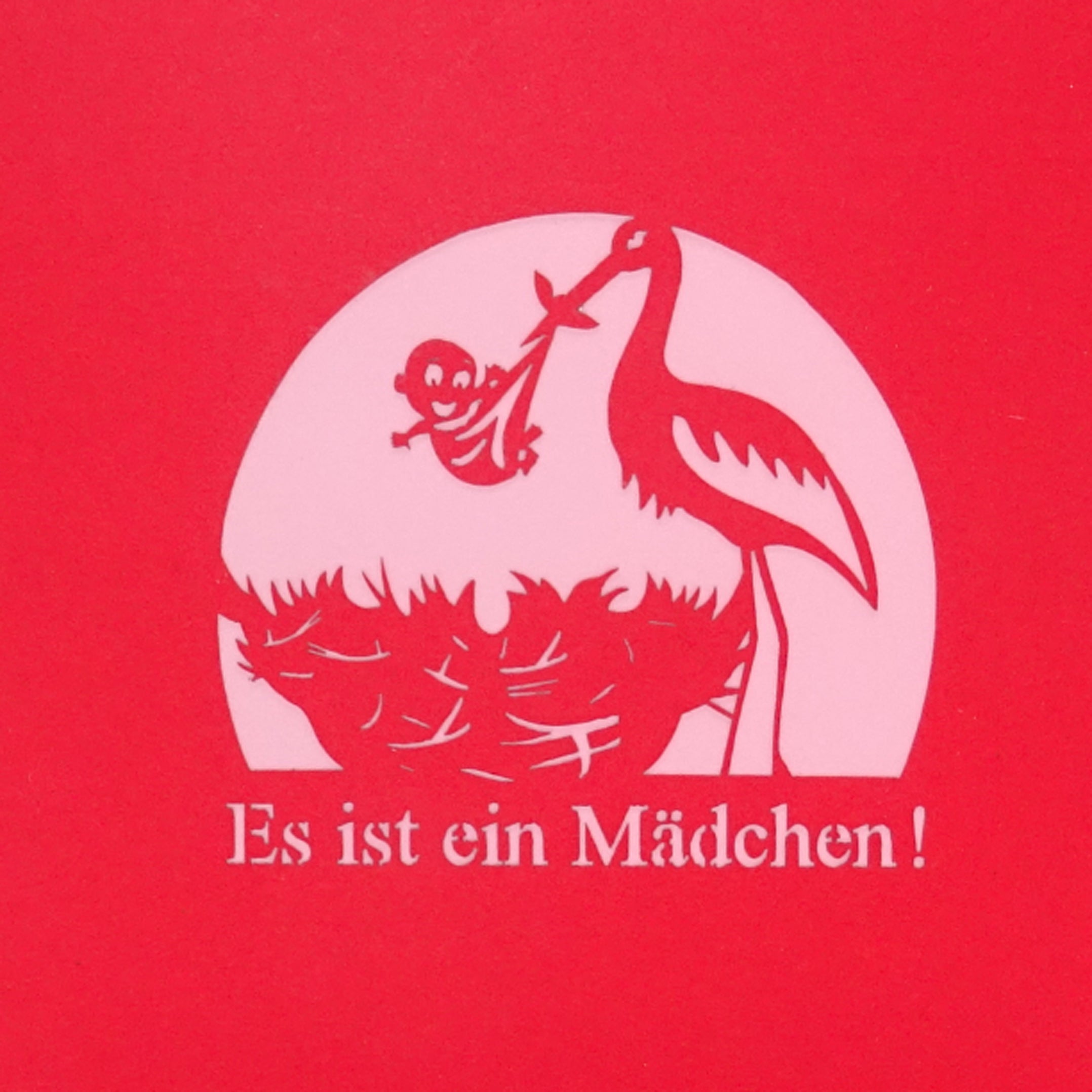 Colognecards Pop-Up Karte Storch - Geburt Mädchen - kinder-druckerei.de