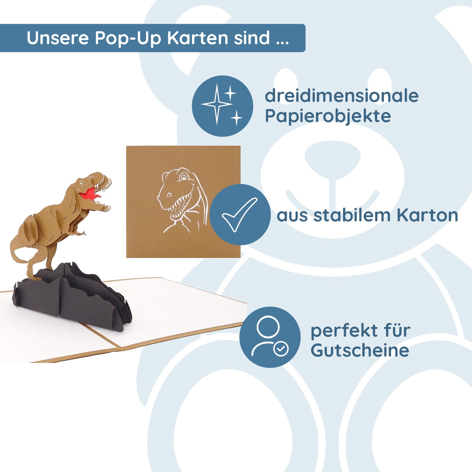 Colognecards Pop-Up Karte Dino - kinder-druckerei.de
