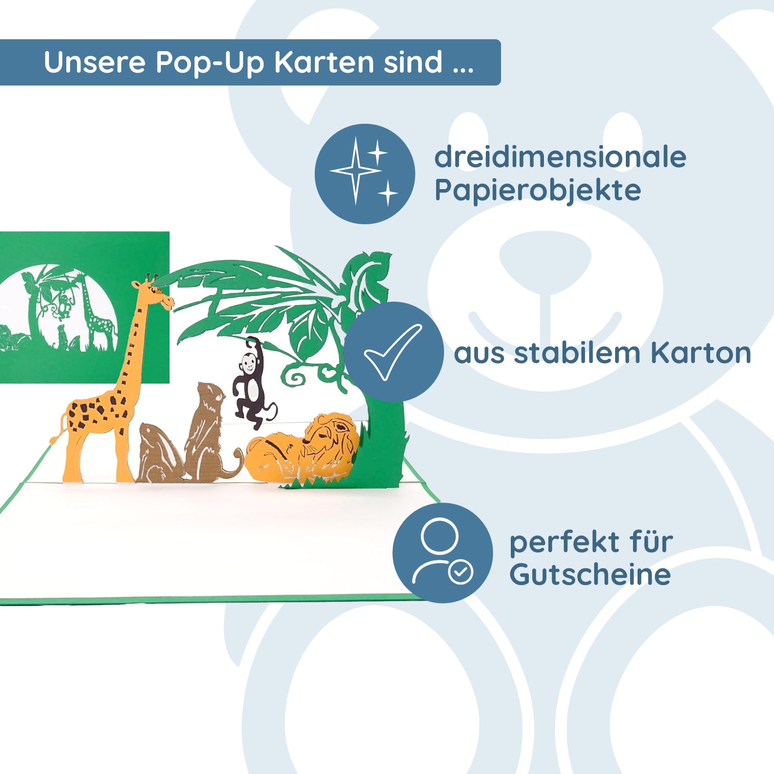 Colognecards Pop-Up Karte Dschungel - kinder-druckerei.de