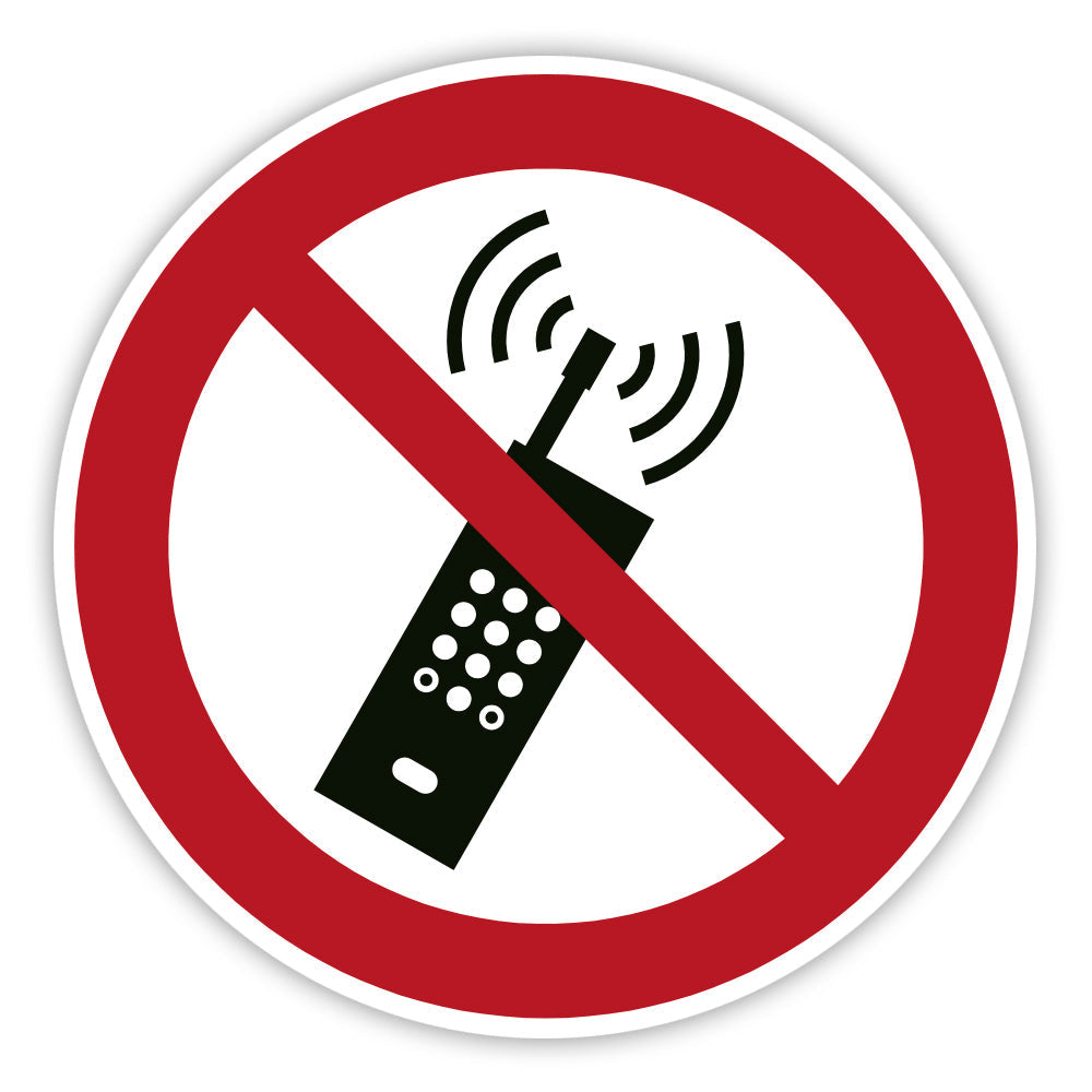 Aufkleber „Mobilfunk verboten“ mit Handy-Verbotssymbol – kinder-druckerei.de