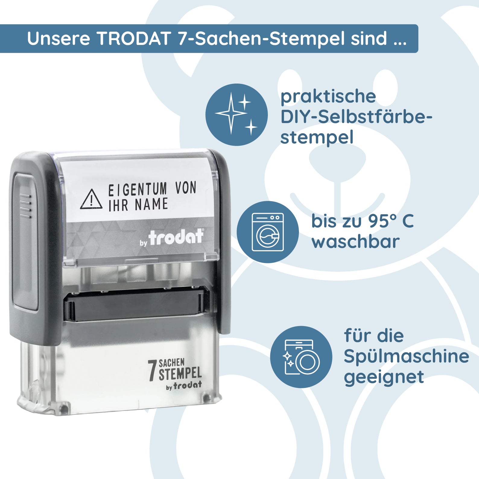 Trodat 7 Sachen Stempel DIY-Markierstempel (37x14 mm) - kinder-druckerei.de