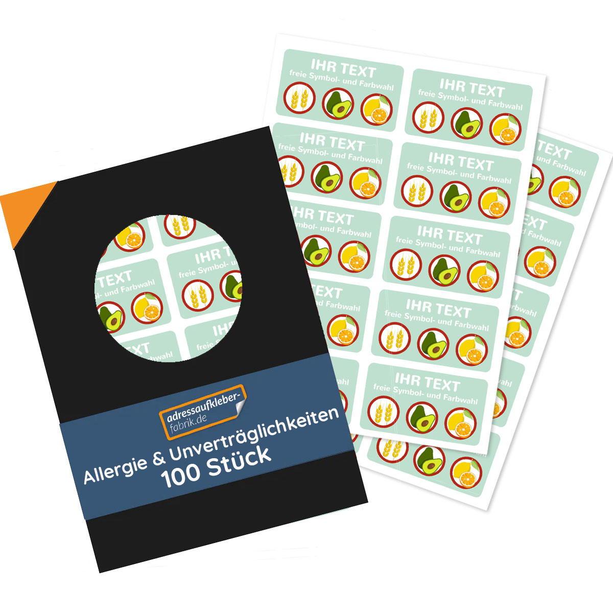 Aufkleber "Allergien & Unverträglichkeiten" inkl. Individualisierung (100 Stück - 47x26 mm) - kinder-druckerei.de