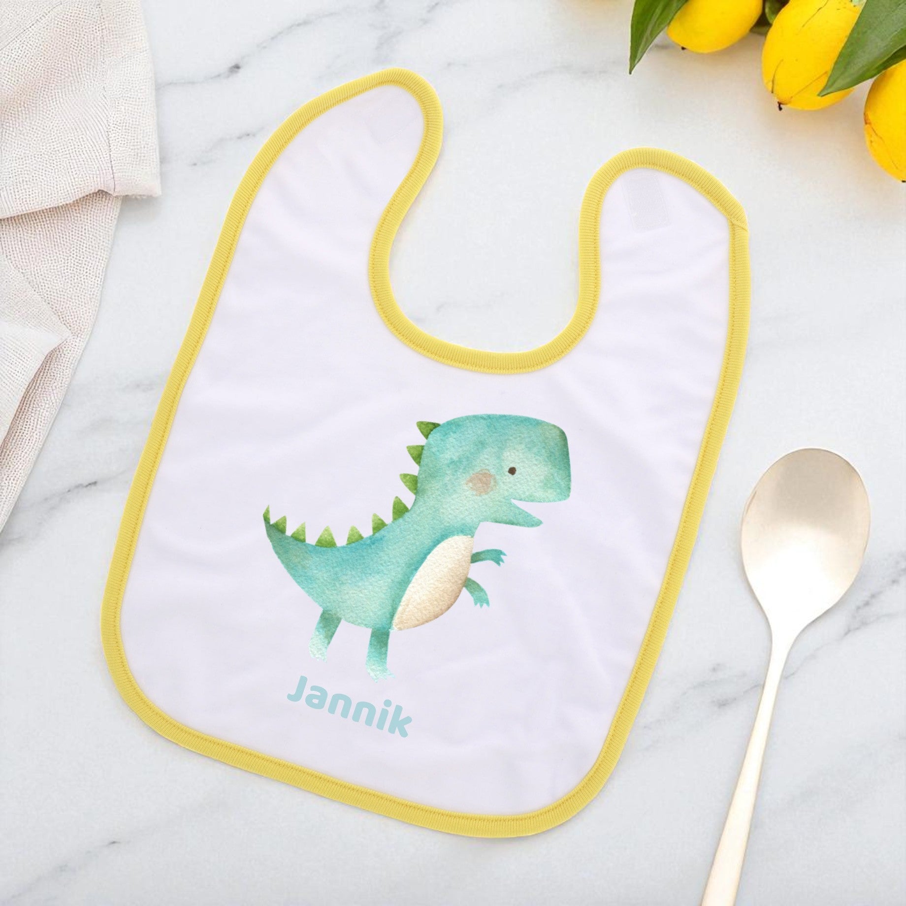 Personalisiertes Babylätzchen mit Wunsch-Motiv - kinder-druckerei.de