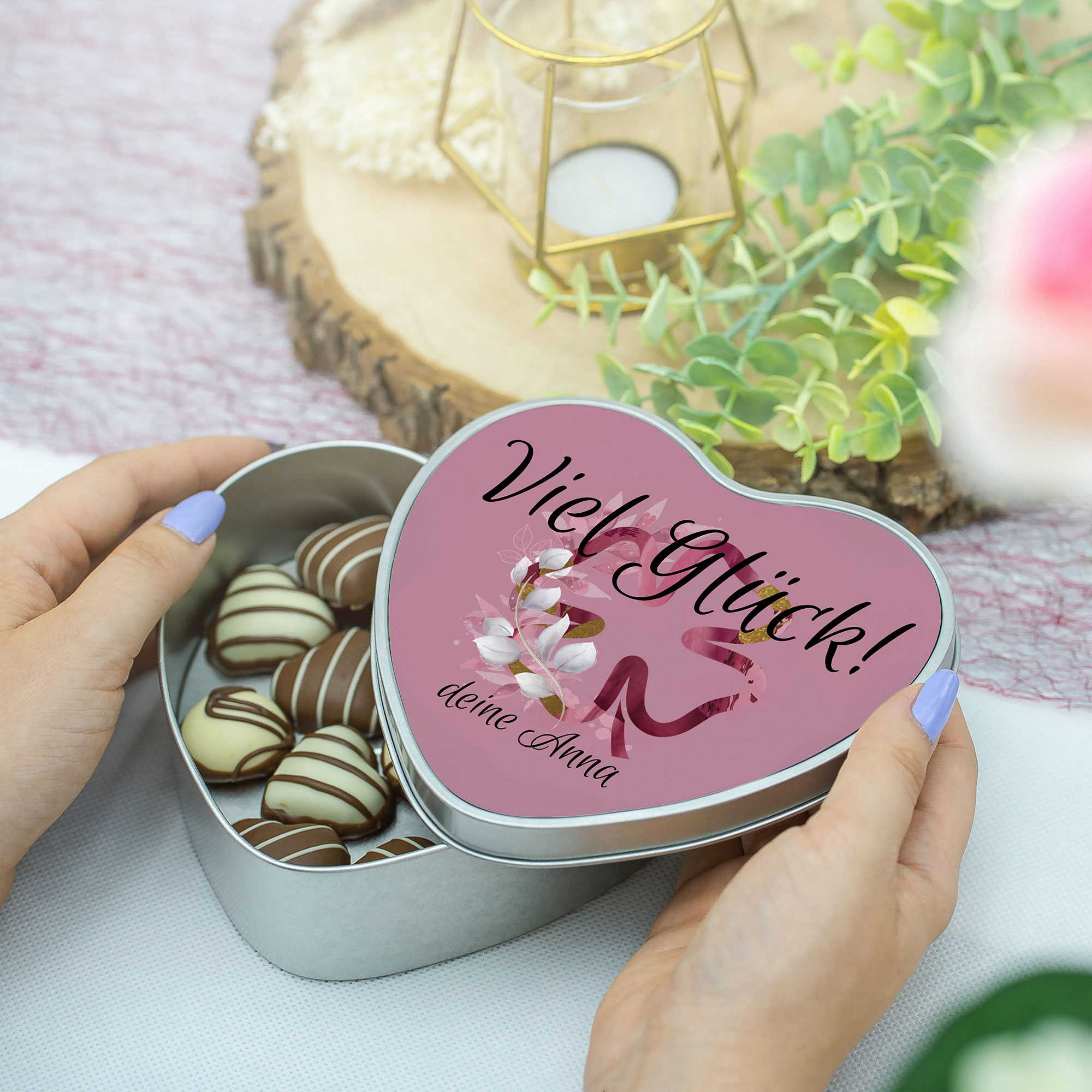 Herzförmige Keksdose / Metalldose mit Wunschmotiv – Personalisierte Geschenkdose - kinder-druckerei.de