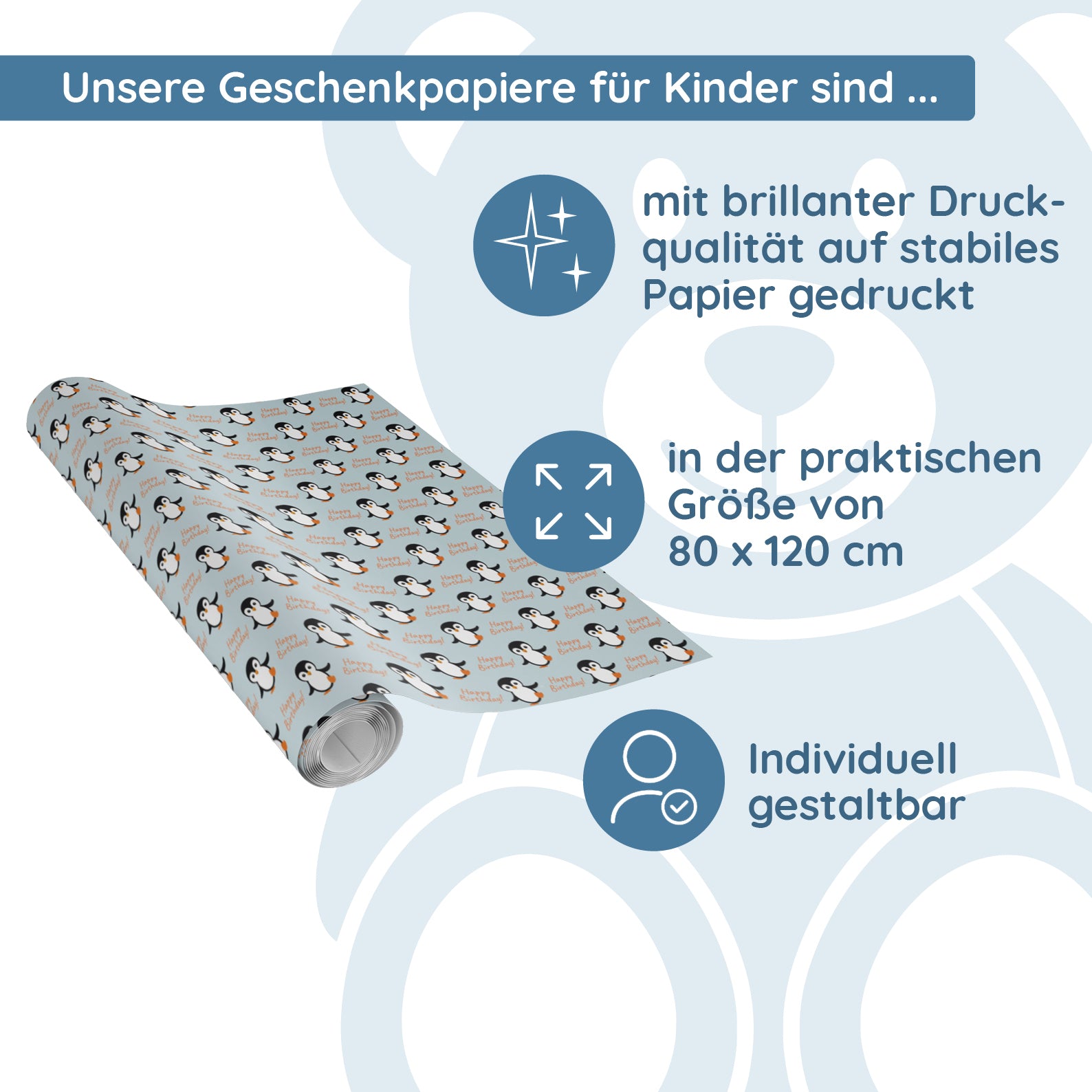 Geschenkpapier für Kinder mit individuellem Druck