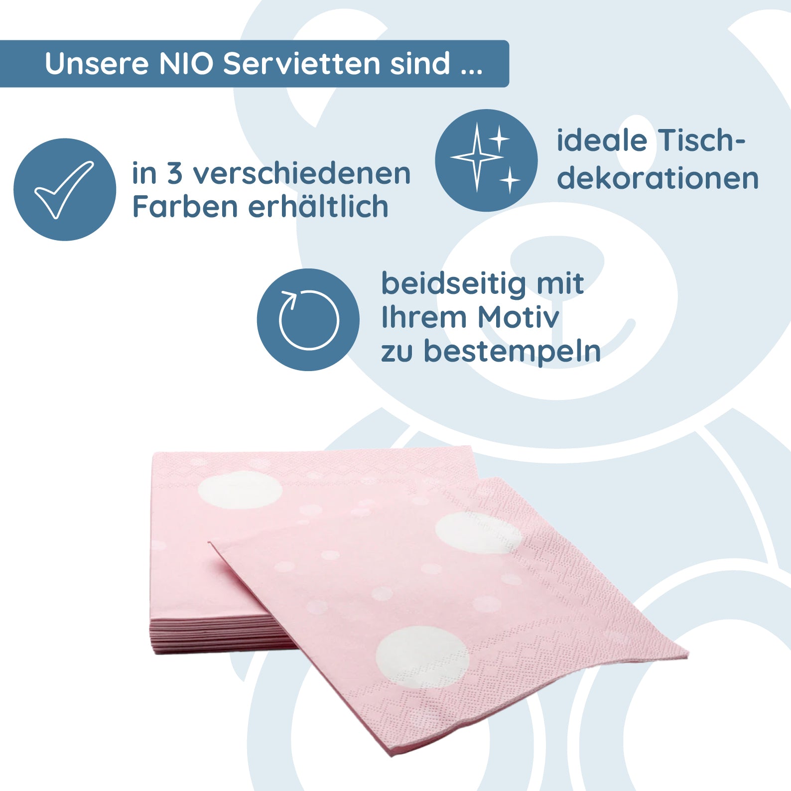 NIO Servietten Rose (165x165 mm - 16 Stück) - kinder-druckerei.de