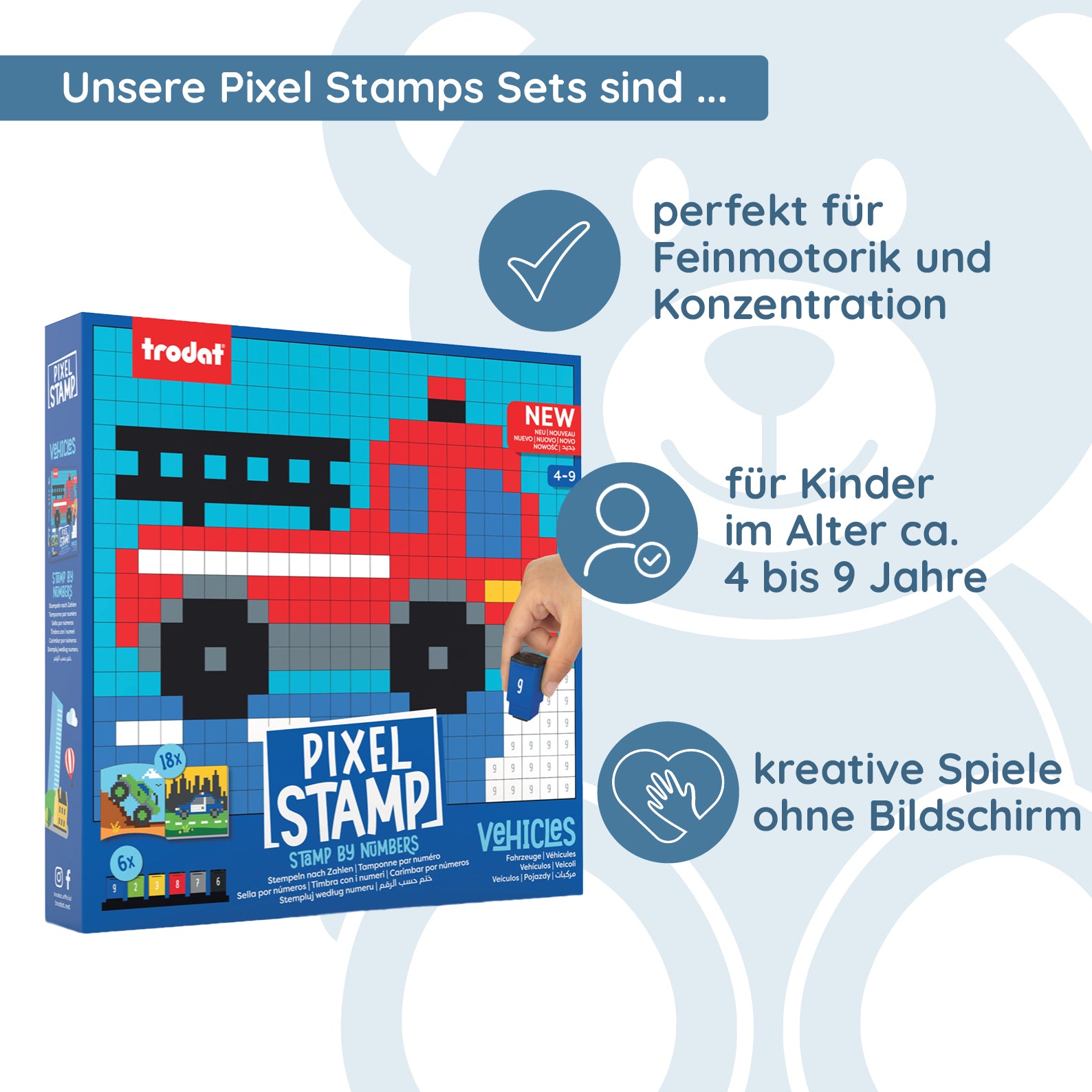 Trodat Pixel Stamps Set – Véhicules