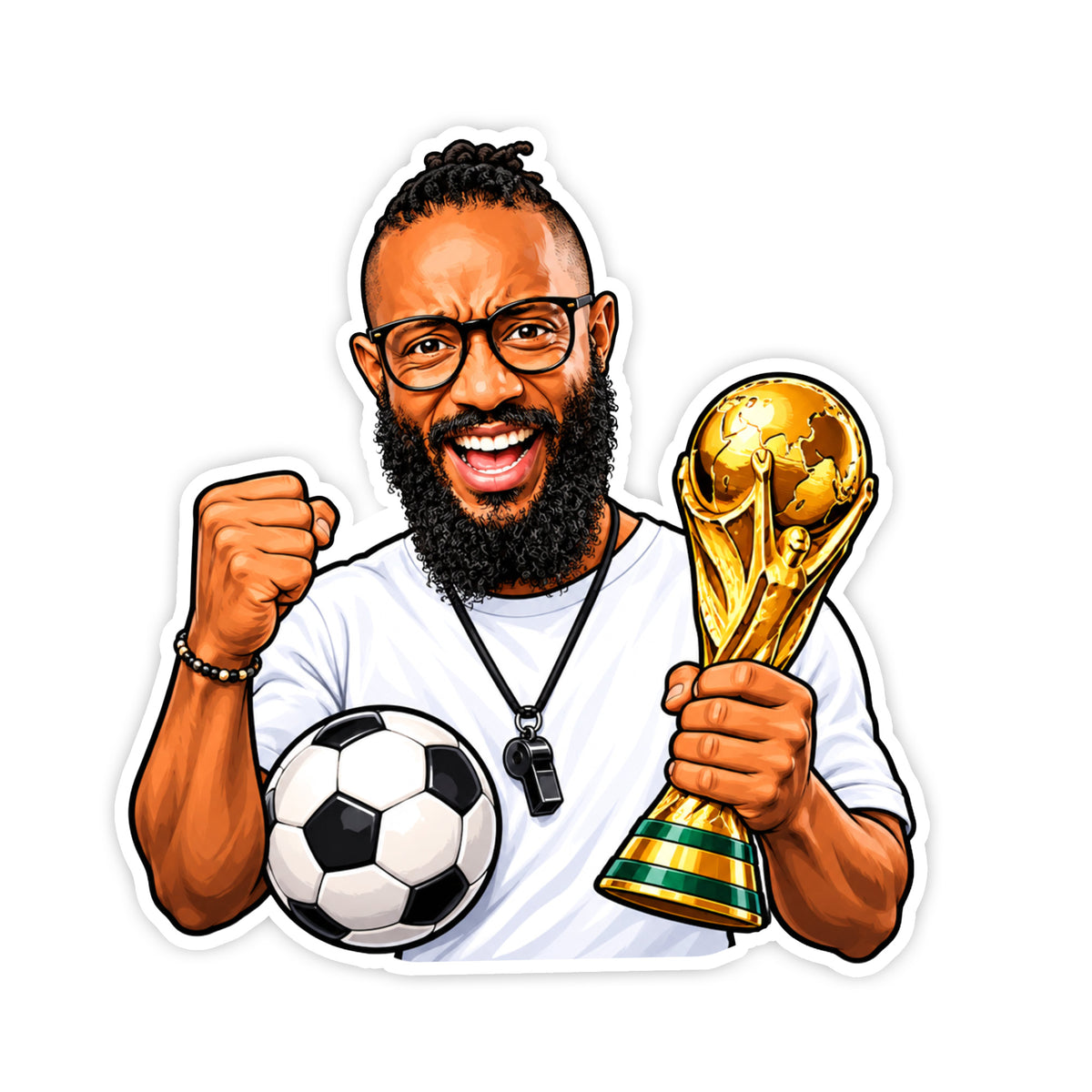 Fußball-Fan Karikatur-Sticker nach Foto – konturgeschnitten - kinder-druckerei.de