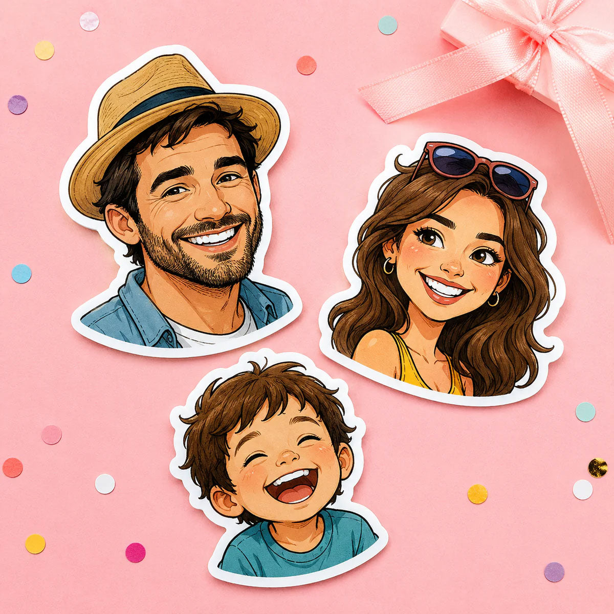 Illustration-Sticker mit Porträt-Motiv – detailgetreu