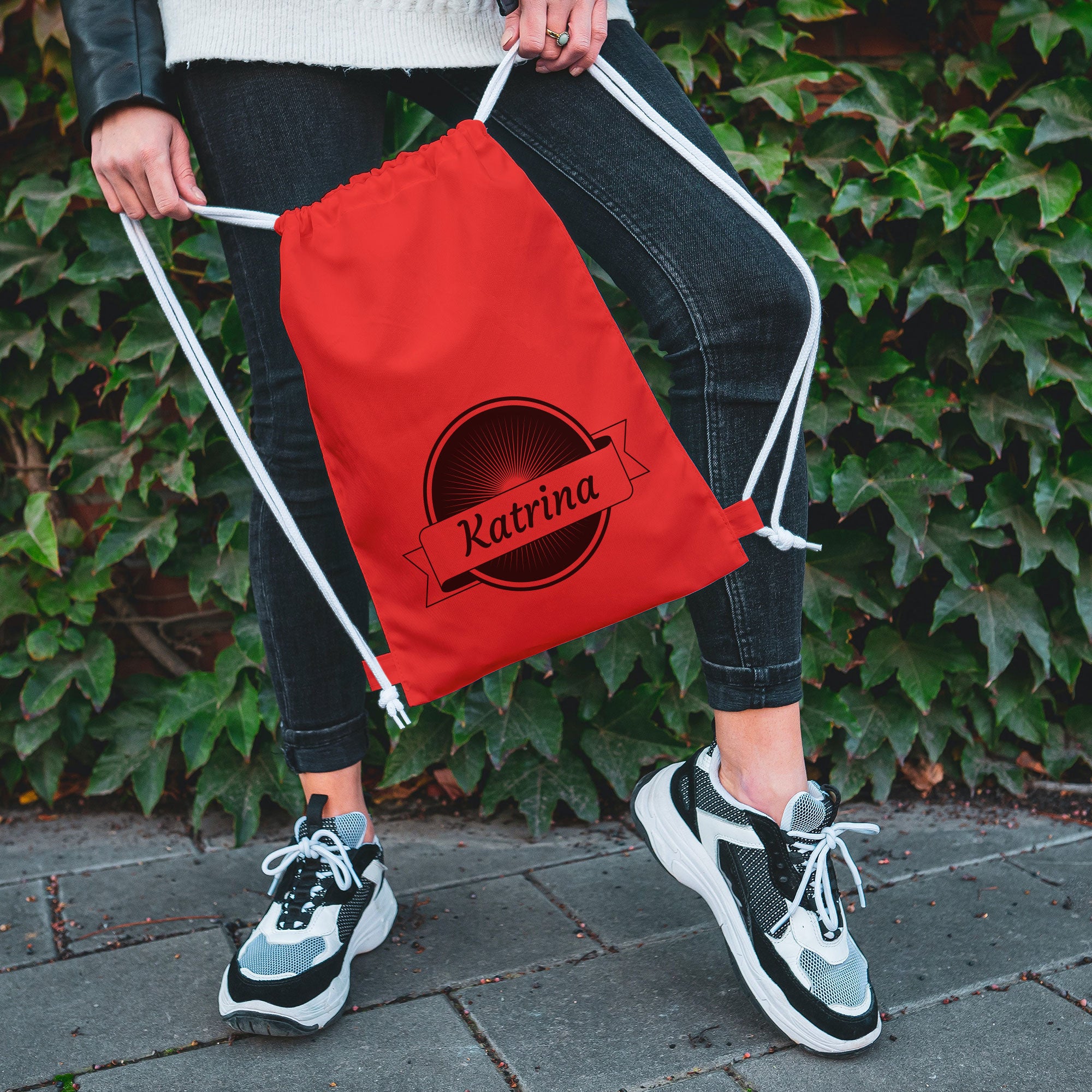 Turnbeutel-Rucksack bunt mit individuellem Druck (bunt) - kinder-druckerei.de