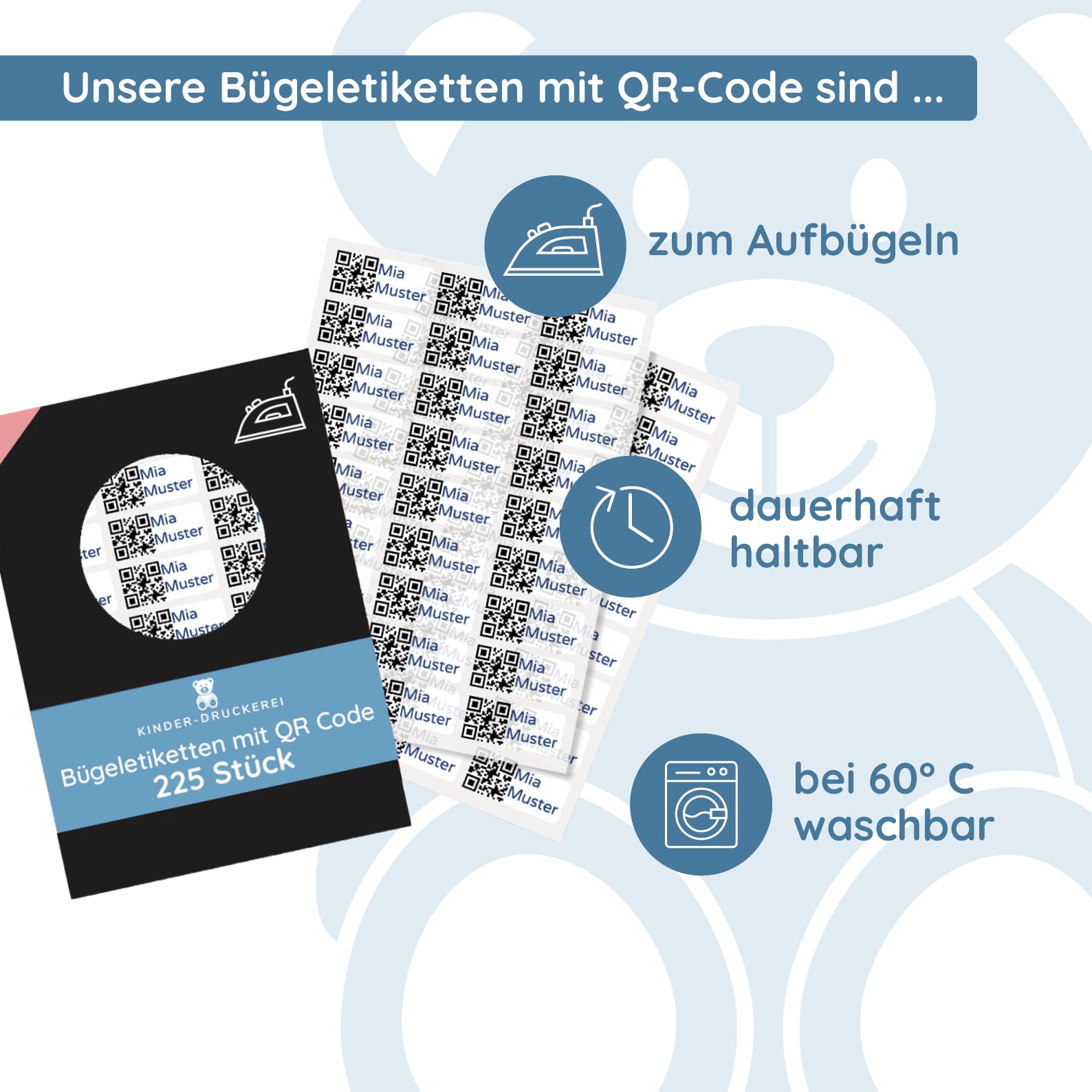 Bügeletiketten QR-Code Bogen