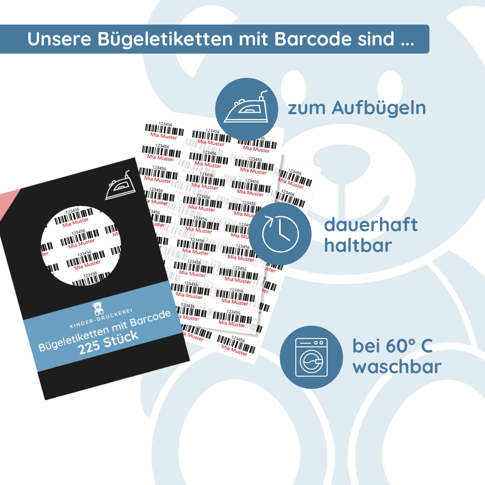 Bügeletiketten Barcode Bogen