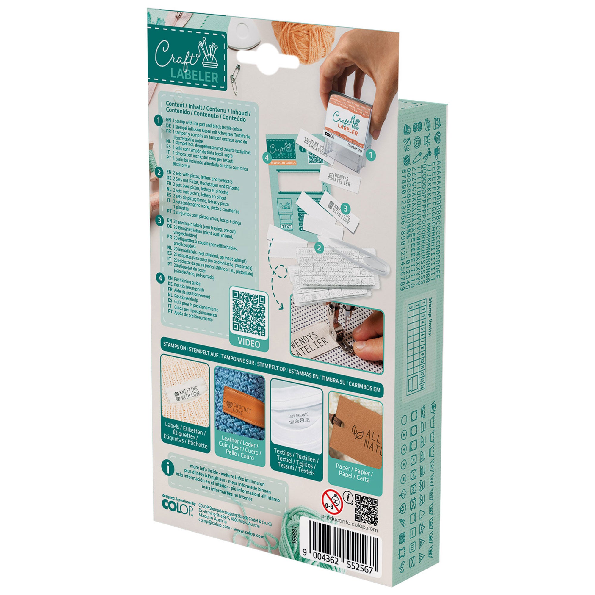 Colop Craft LABELER Textile Stamp Set Printer 20