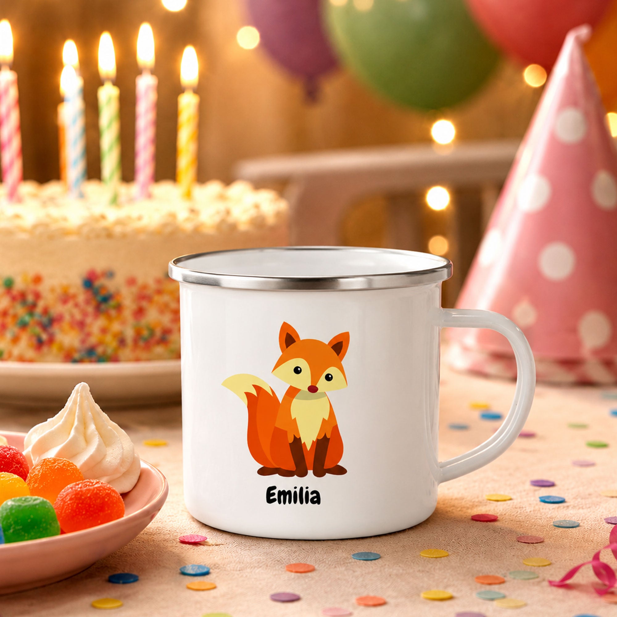 Enamel Mug with Children's Design & Custom Print