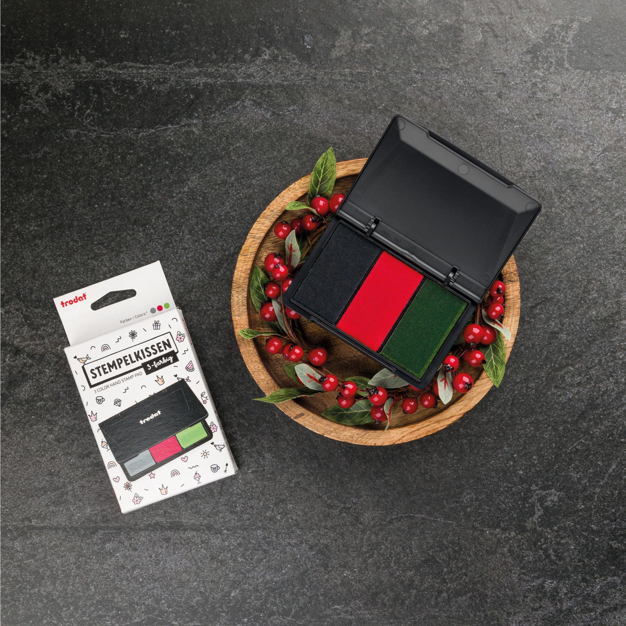Trodat Kreativ Stempelkissen 9051 – 3-farbiges Stempelkissen (90 × 50 mm) - kinder-druckerei.de