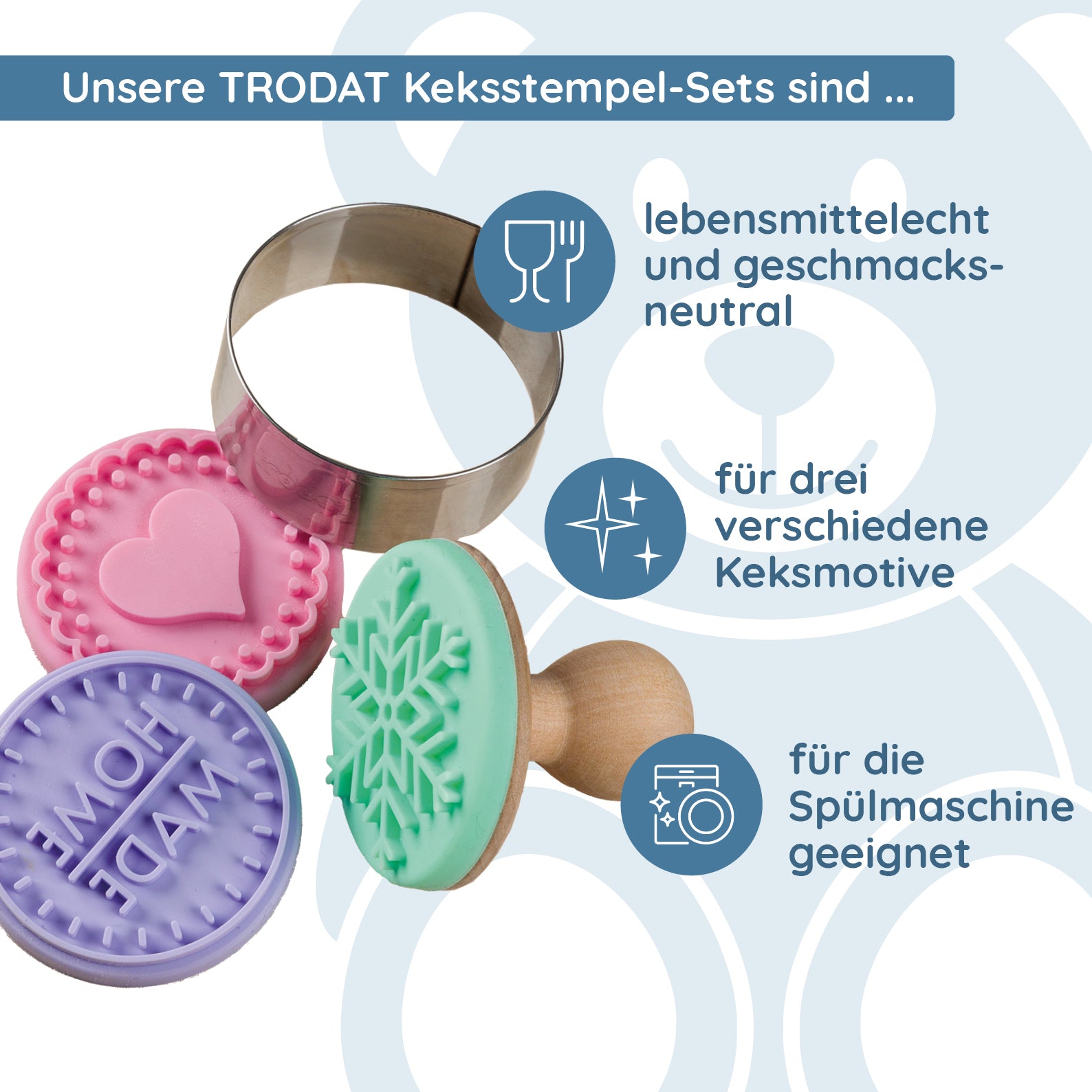 Trodat Keksstempel-Set (5-tlg. - Ø 6 cm) - kinder-druckerei.de