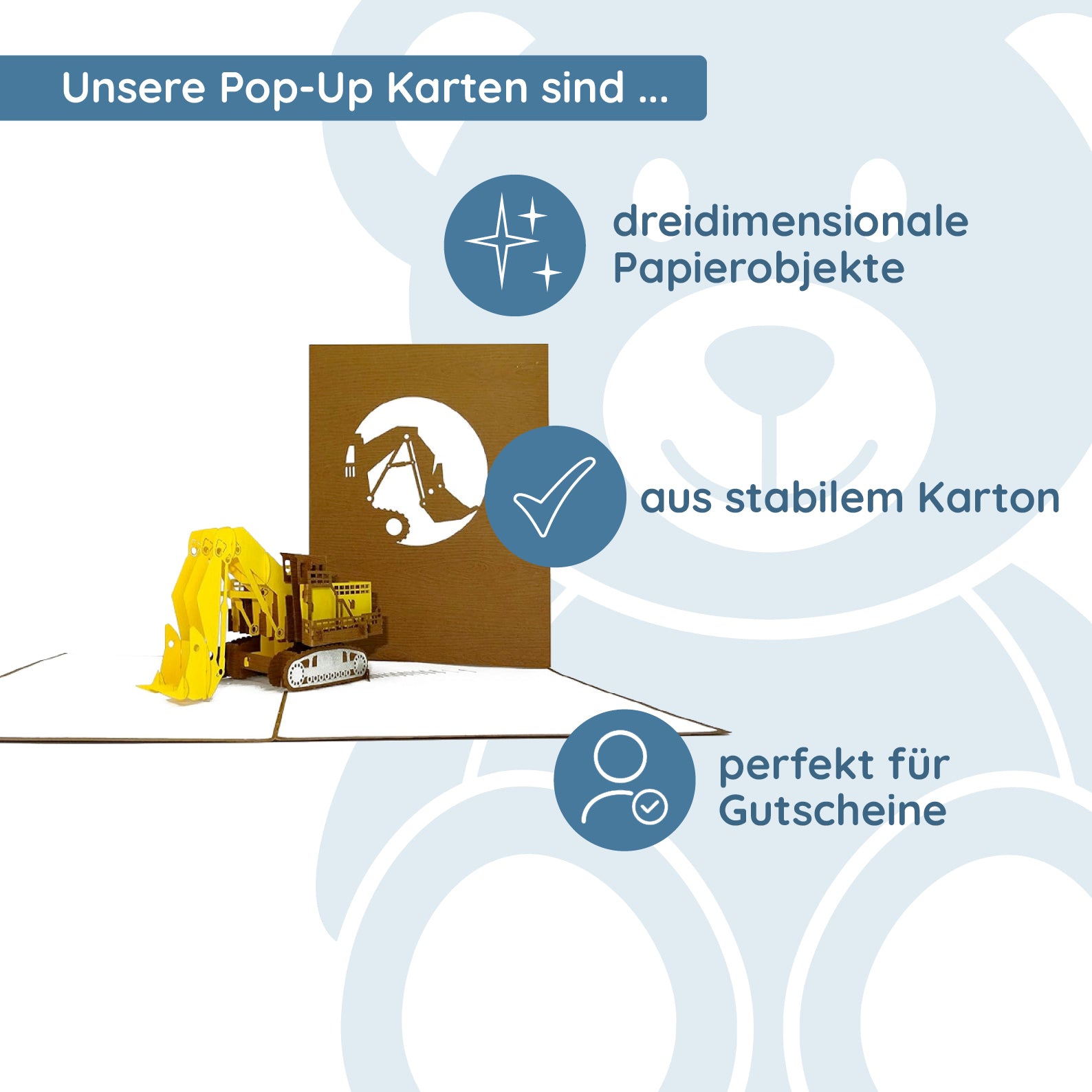 Colognecards Pop-Up Karte Bagger - kinder-druckerei.de
