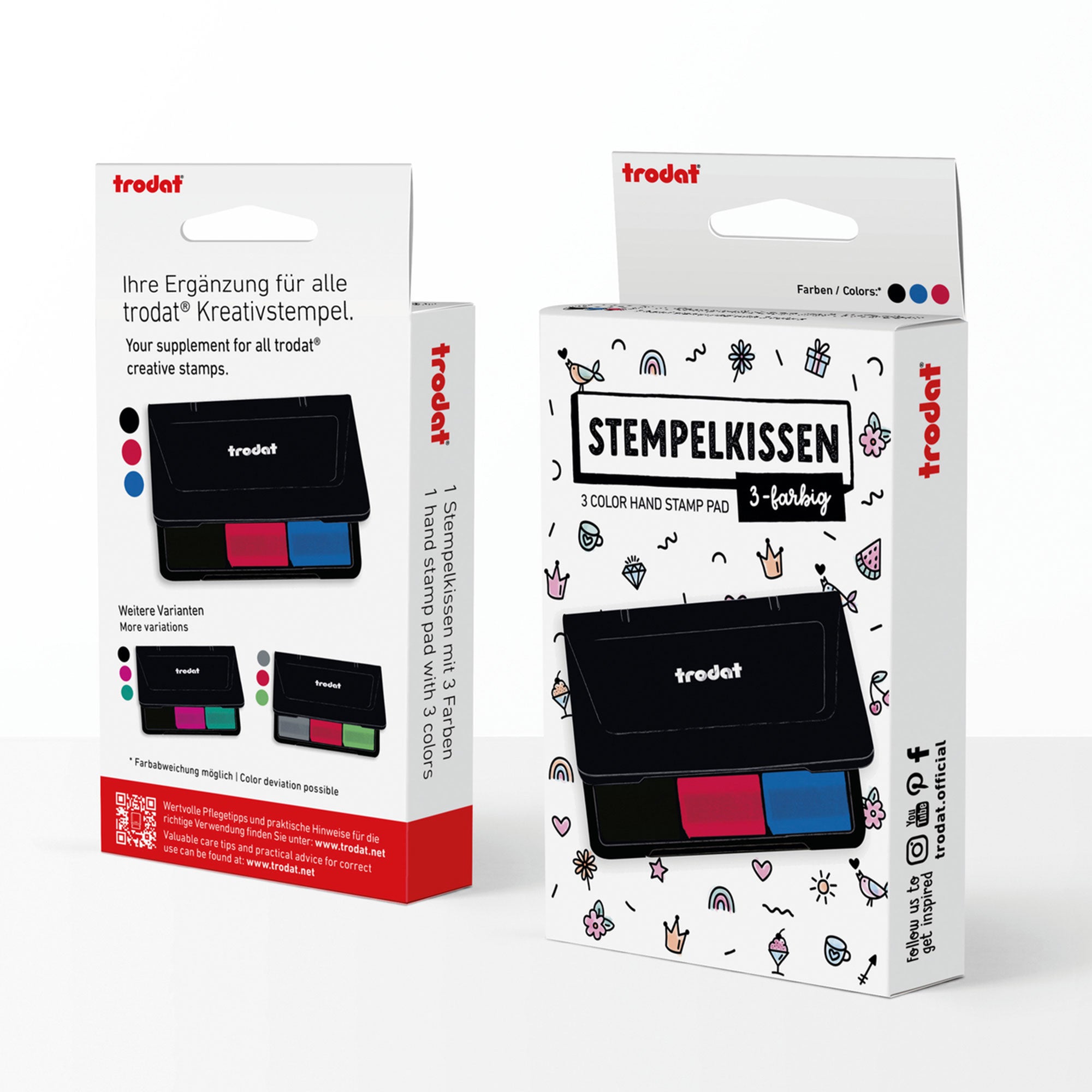 Trodat Kreativ Stempelkissen 9051 – 3-farbiges Stempelkissen (90 × 50 mm) - kinder-druckerei.de